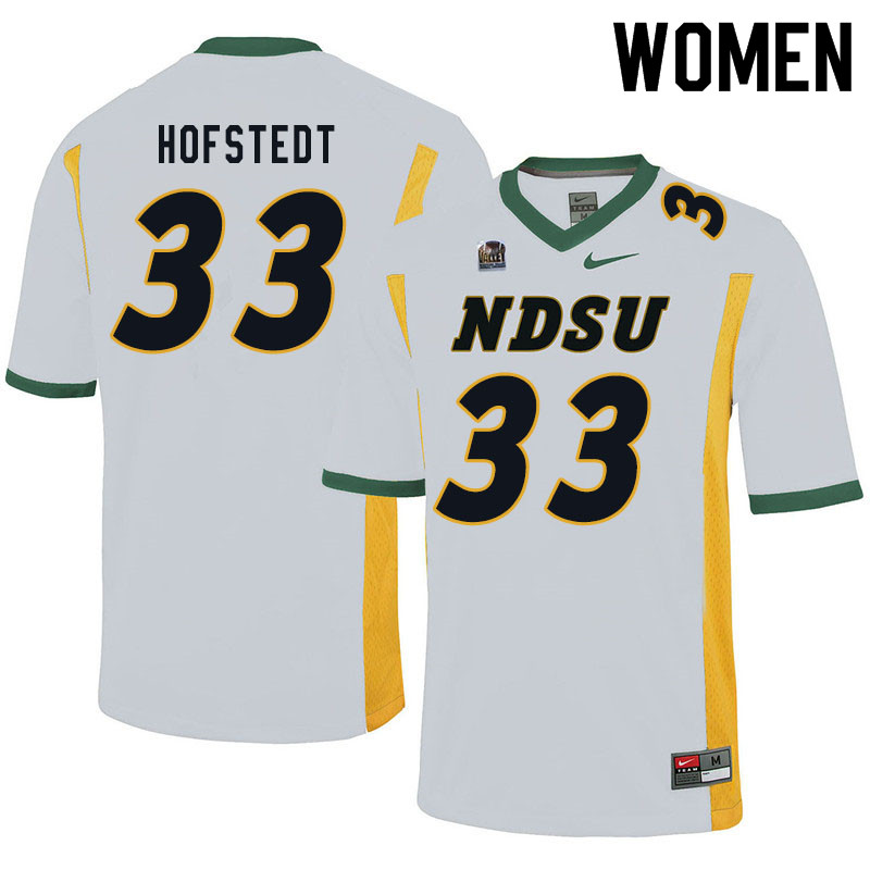 Women #33 Logan Hofstedt North Dakota State Bison College Football Jerseys Sale-White
